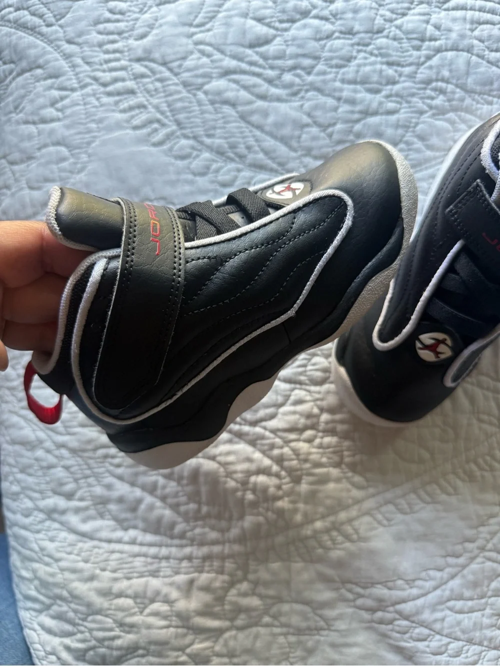 Jordan Kids Black and Red High-Top Sneakers